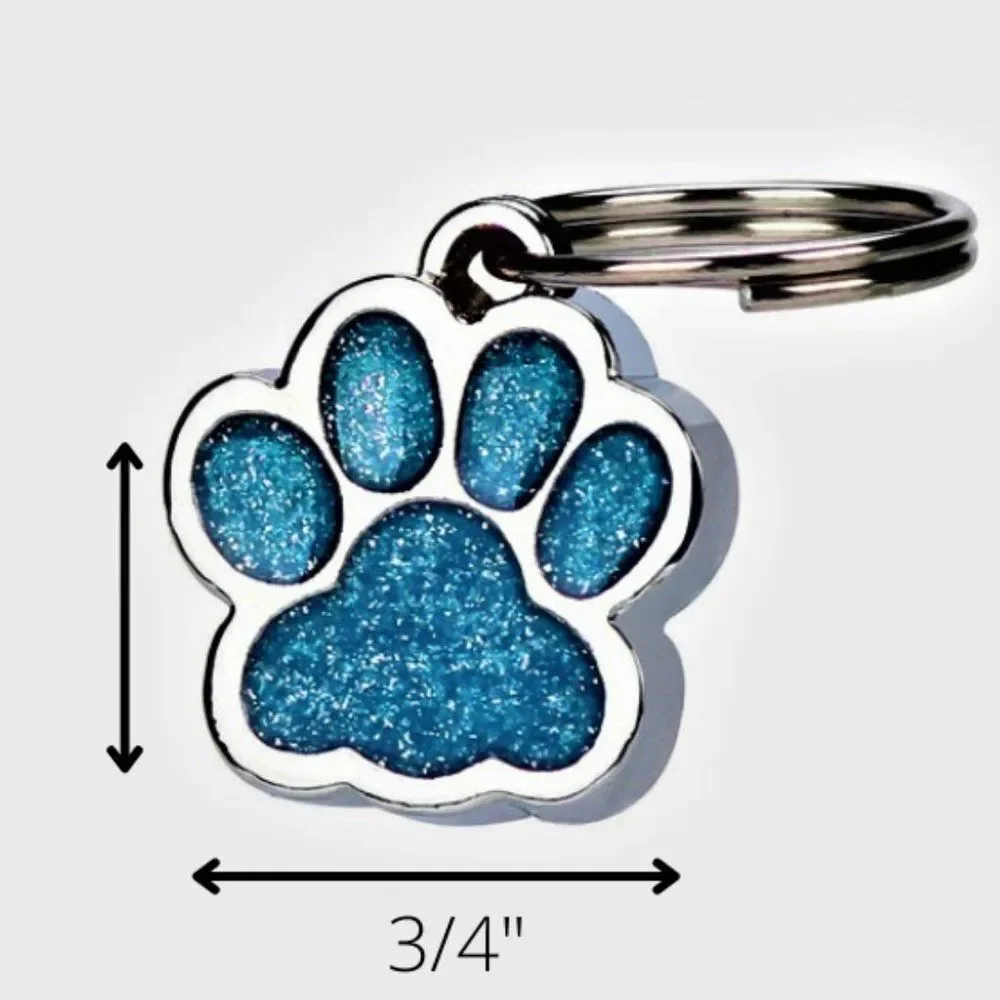 Glitter Paw Print Pet Tag